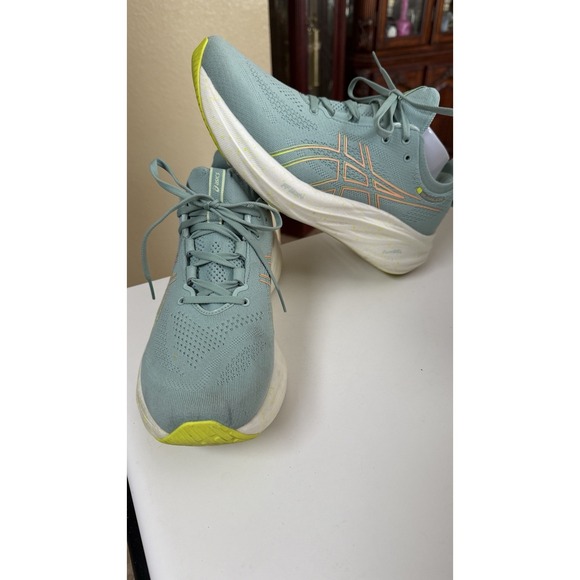 Asics Gel-Nimbus 26 Womens Size 11 Green Gold Athletic Running Shoes Sneakers - Picture 1 of 11